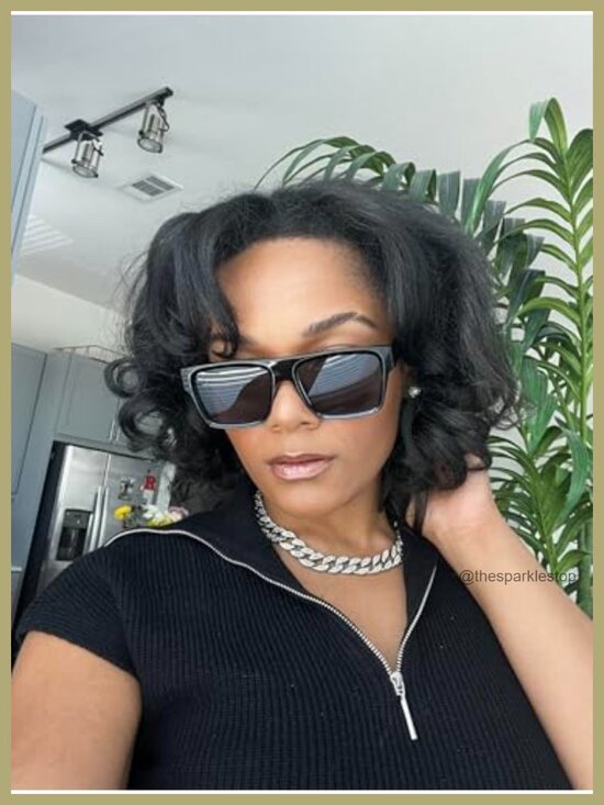 Oversized Square Flat Top Sunglasses Retro Trendy UV400